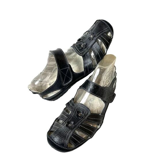 Spring Step Women EU 41 US 10.5 Black Leather Comfort Casual Flat Fisherman Shoe - Picture 2 of 12